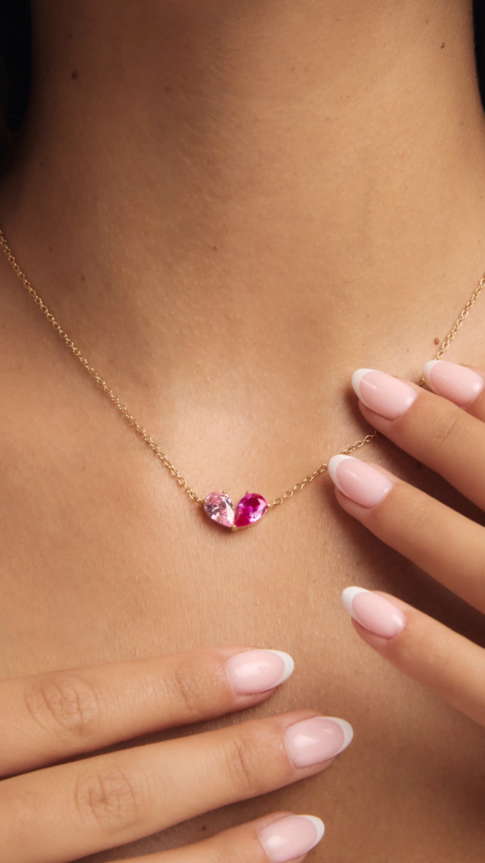 Chérie personalized birthstone heart necklace in 18K gold plating